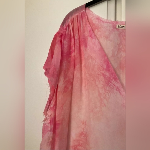 ANTHROPOLOGIE Nico Tunic/Dress Pink Tie-Dye Raw Hem Sz. S NWT - Picture 3 of 8